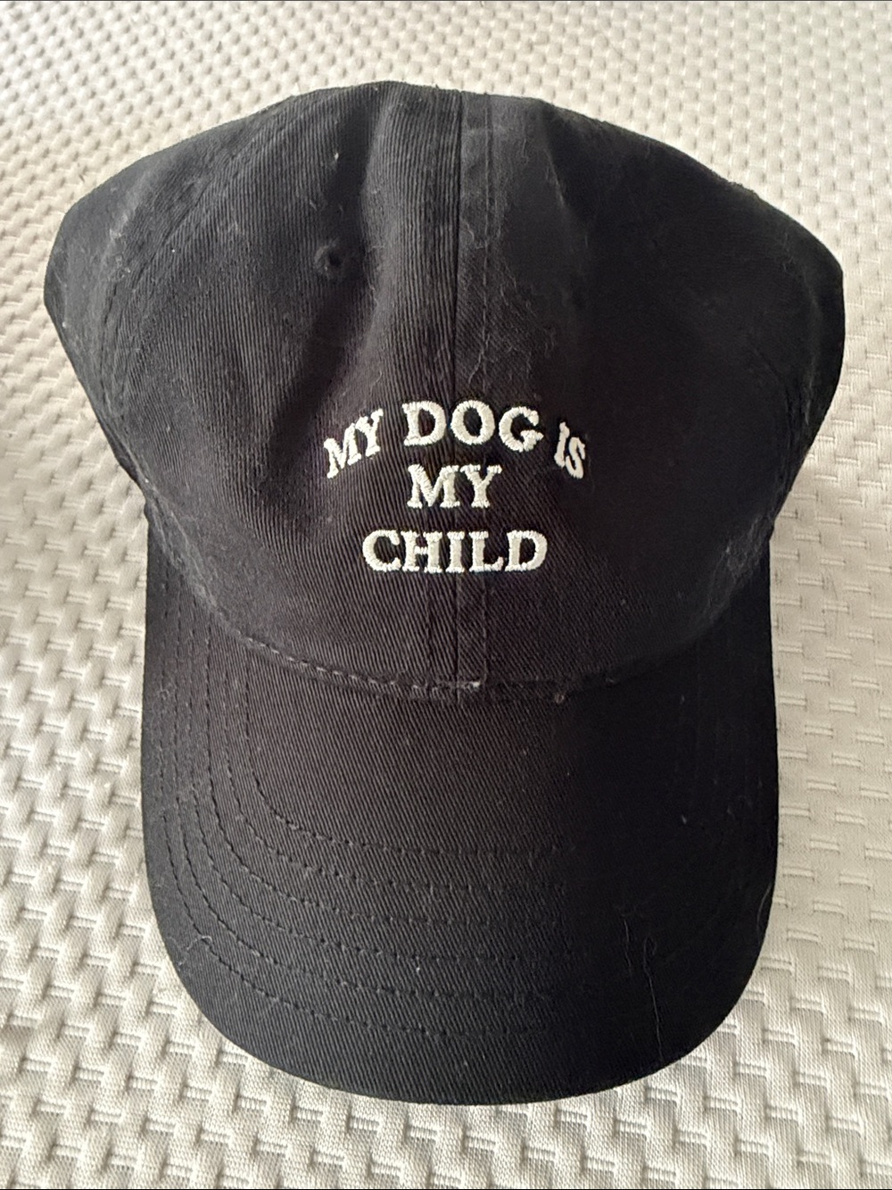 GAP Black Baseball Cap with White "My Dog Is My Child" Embroidery
